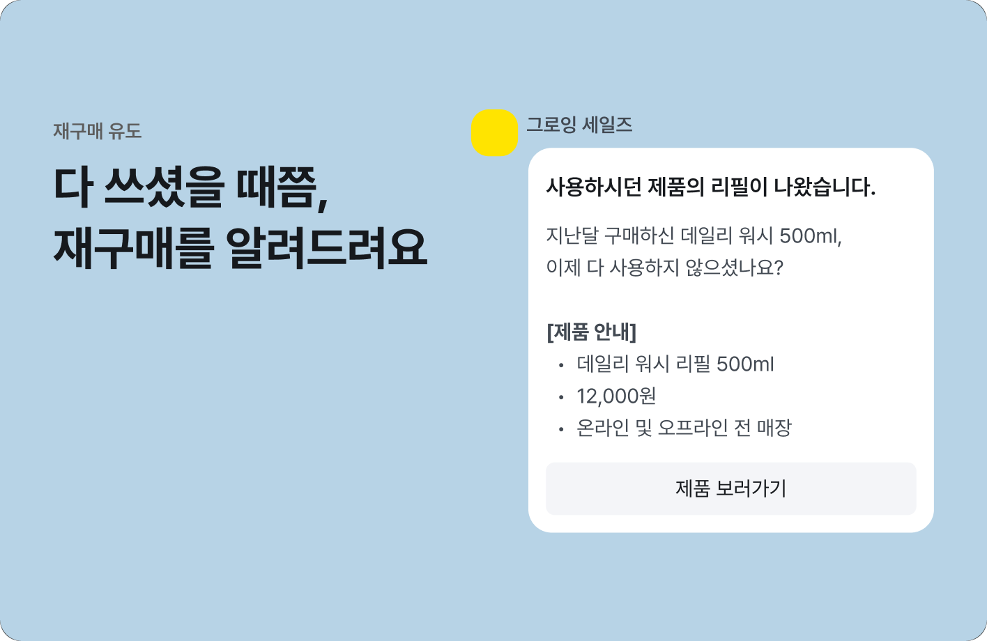 특정 제품을 구매한 고객에게 같은 라인 신제품을 안내하고 싶을 때